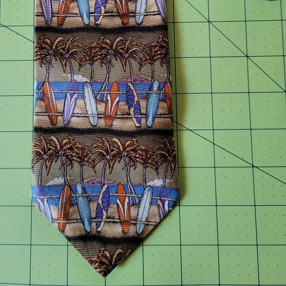 Vintage Tropicalo Tango Surf Boards & Palm Trees Men's Silk Tie